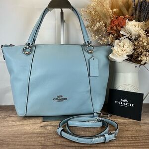 Coach Kacey Satchel Bag C6229 Sky light‎ Blue Pebble Leather Tote Crossbody